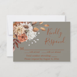 Fall Graue Floral Response Card Dankeskarte