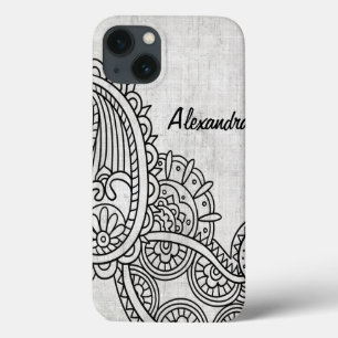 Fall Gray Mehndi Motif iPad iPhone 13 Hülle