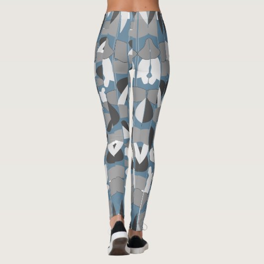 Fall Grays Abstrakt Botanicals personalisieren Nam Leggings (Rückseite)