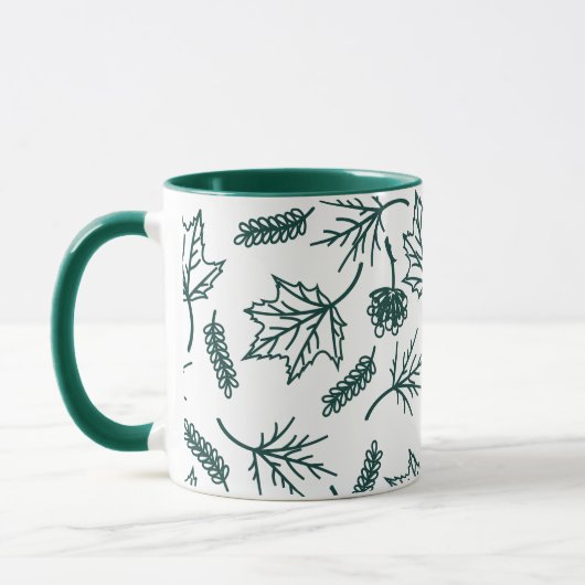 Fall Green Blätter Kontur Zwei-Tonen-Tasse Tasse (Links)