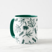 Fall Green Blätter Kontur Zwei-Tonen-Tasse Tasse (Vorderseite Links)
