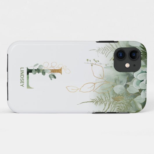 Fall Green Floral Letter L Case-Mate iPhone Hülle (Rückseite (Horizontal))