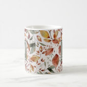 Fall Green Orange Blätter Aquarellfarben Monogram Kaffeetasse (Mittel)