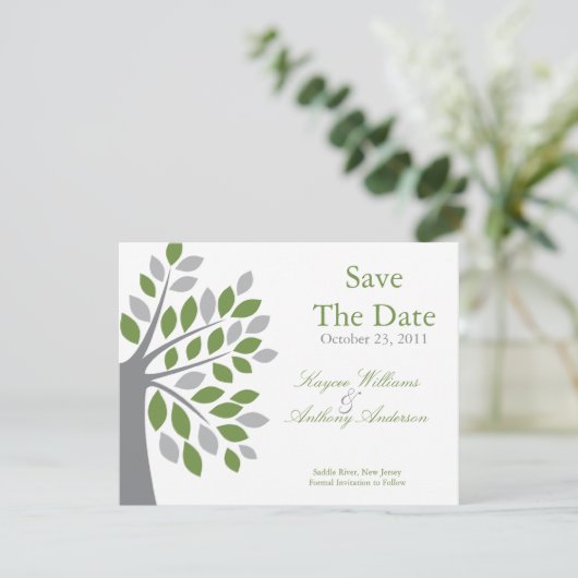 Fall Green Tree Ankündigung Datum freihalten (Stehend Vorderseite)