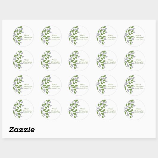 Fall Green Tree Wedding Sticker (Blatt)