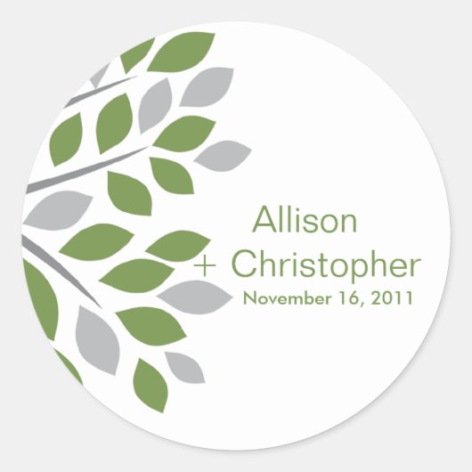 Fall Green Tree Wedding Sticker (Vorderseite)