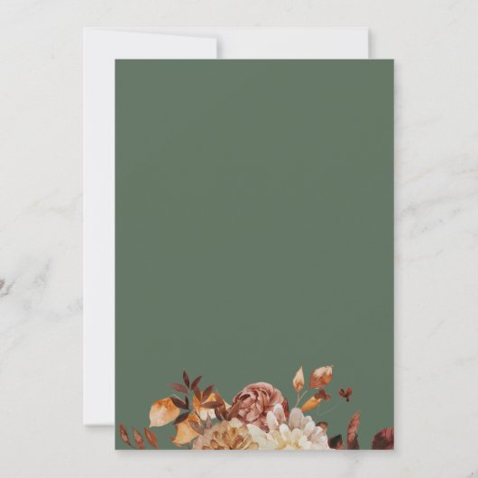 Fall Green Wedding Probe Dinner Einladung (Rückseite)