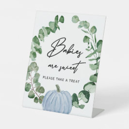 Fall Greenery Blue Pumpkin Babies sind süße Lecker Sockelschild