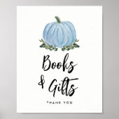 Fall Greenery Blue Pumpkin Bücher und Geschenke Ze Poster (Vorne)