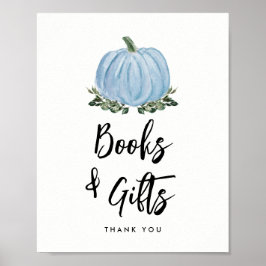 Fall Greenery Blue Pumpkin Bücher und Geschenke Ze Poster