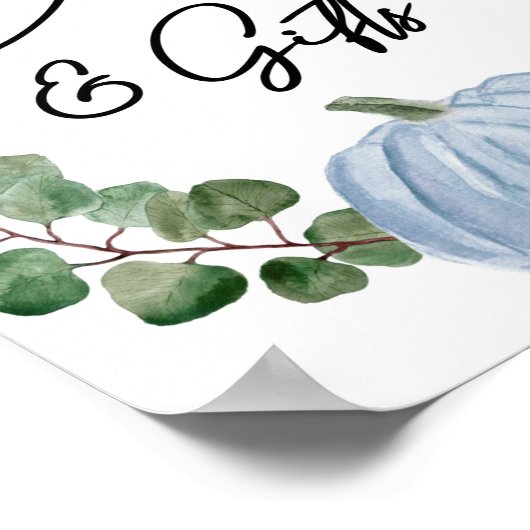 Fall Greenery Blue Pumpkin Bücher und Geschenke Ze Poster (Ecke)