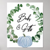 Fall Greenery Blue Pumpkin Bücher und Geschenke Ze Poster (Vorne)