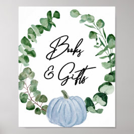 Fall Greenery Blue Pumpkin Bücher und Geschenke Ze Poster