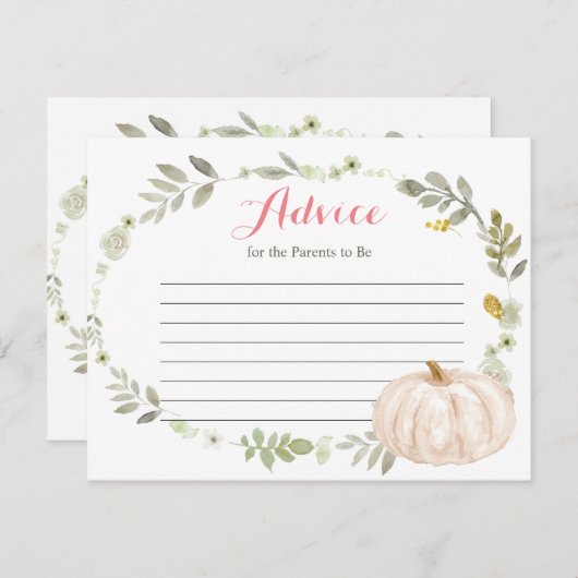 Fall Greenery Floral Pumpkin Ratenkarte Begleitkarte (Vorne/Hinten)