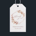Fall Greenery Geometric Danke Rustic Wedding Geschenkanhänger<br><div class="desc">Rustikale Aquarellfarben Fall botanische Blattgrün-Design mit Imitaten Kupferfolie Blätter und geometrischen Rahmen,  und trendy Dankeschön Drehbuch,  einfach und elegant,  ideal für Herbst rustikale Hochzeit,  Winter botanischen Garten Hochzeit. Alle passenden Teile in der Sammlung anzeigen</div>
