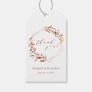 Fall Greenery Geometric Danke Rustic Wedding Geschenkanhänger