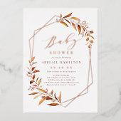 Fall Greenery Geometric Rustic Baby Shower Folieneinladung (Vorderseite)