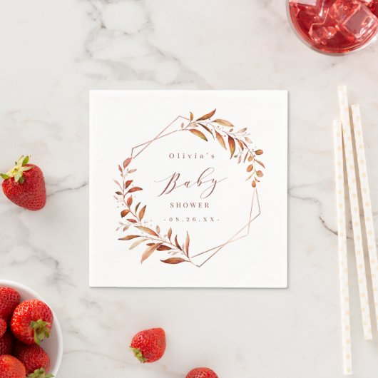 Fall Greenery Geometric Rustic Baby Shower Napkins Serviette (Beispiel)