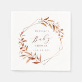 Fall Greenery Geometric Rustic Baby Shower Napkins Serviette (Vorderseite)