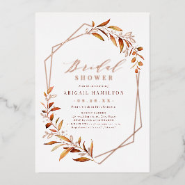 Fall Greenery Geometric Rustic Brautparty Folieneinladung