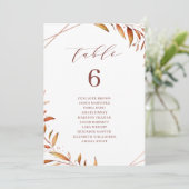 Fall Greenery Geometric Tischnummer Chart (Stehend Vorderseite)