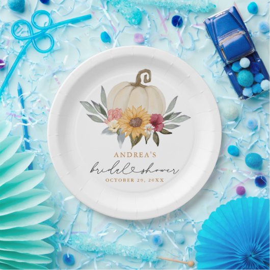 Fall Greenery Pumpkin Sonnenblumen Brautparty Pappteller (Party)