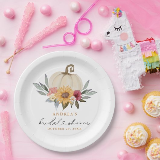 Fall Greenery Pumpkin Sonnenblumen Brautparty Pappteller (Party)