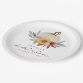 Fall Greenery Pumpkin Sonnenblumen Brautparty Pappteller (Schrägansicht)