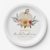 Fall Greenery Pumpkin Sonnenblumen Brautparty Pappteller (Vorderseite)