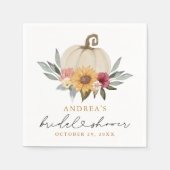 Fall Greenery Pumpkin Sonnenblumen Brautparty Serviette (Vorderseite)