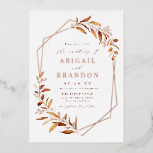 Fall Greenery Rose Gold Geometric Rustic Wedding