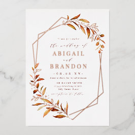 Fall Greenery Rose Gold Geometric Rustic Wedding Folieneinladung