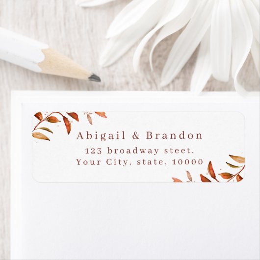Fall Greenery Rustic Wedding Return Address Label (Insitu)