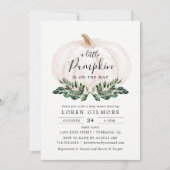 Fall Greenery White Pumpkin Baby Shower Einladung (Vorderseite)