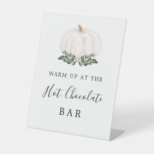 Fall Greenery White Pumpkin Hot Chocolate Bar Sign Sockelschild
