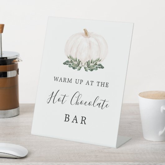 Fall Greenery White Pumpkin Hot Chocolate Bar Sign Sockelschild (In SItu)