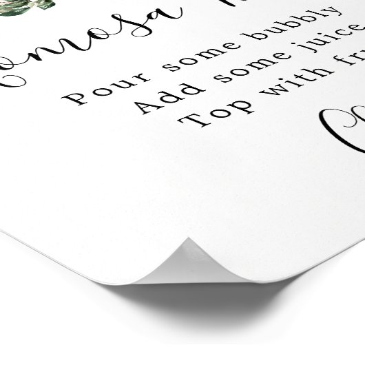 Fall Greenery White Pumpkin Momosa Bar Sign Poster (Ecke)