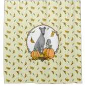Fall Greyhound (grau) Dog Pumpkins Blätter Funny Duschvorhang (Vorderseite)