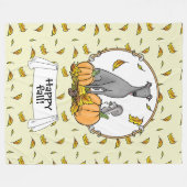 Fall Greyhound (grau) Dog Pumpkins Blätter Funny Fleecedecke (Vorderseite (Horizontal))