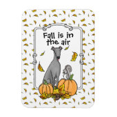 Fall Greyhound (grau) Dog Pumpkins Blätter Funny Magnet (Vertikal)