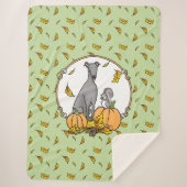 Fall Greyhound (grau) Dog Pumpkins Blätter Funny Sherpadecke (Vorderseite)