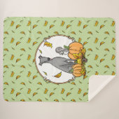 Fall Greyhound (grau) Dog Pumpkins Blätter Funny Sherpadecke (Vorderseite (Horizontal))
