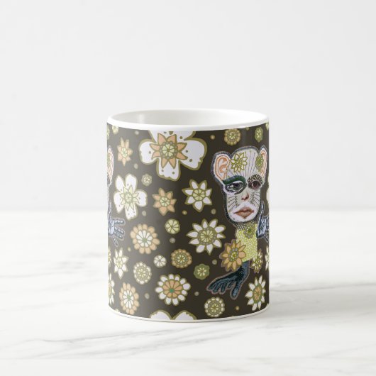 Fall Grüntöne Drollery Floral von Natalie Schorr Kaffeetasse (Mittel)