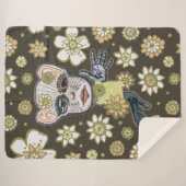 Fall Grüntöne Drollery Floral von Natalie Schorr Sherpadecke (Vorderseite (Horizontal))