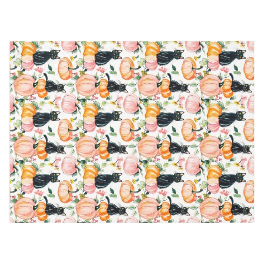 Fall Halloween Black Cats and Pumpkin Design Tischdecke (Vorderseite (Horizontal))