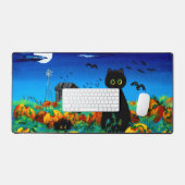 Fall Halloween Black Cats Moon Pumpkins Schreibtischunterlage (Tastatur & Maus)