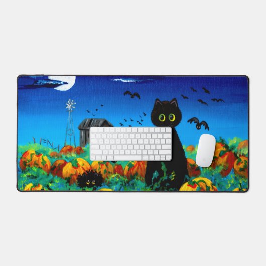 Fall Halloween Black Cats Moon Pumpkins Schreibtischunterlage (Tastatur & Maus)