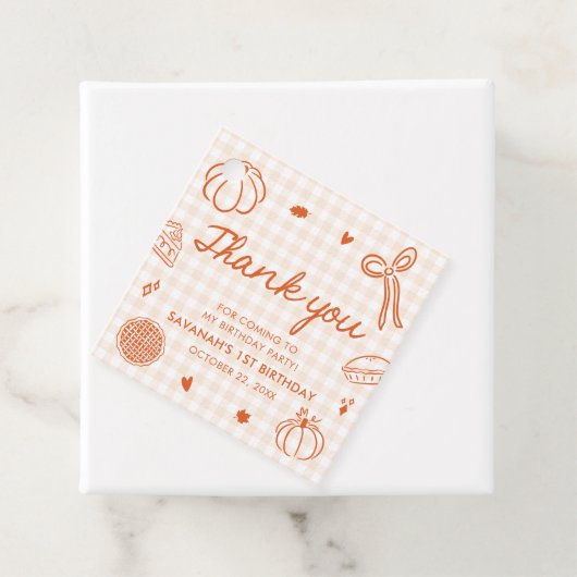 Fall Hand Drawn A Little Cutie Pie 1st Birthday Geschenkanhänger (Beispiel)