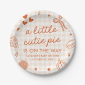 Fall Hand Drawn A Little Cutie Pie Baby Shower Pappteller (Vorderseite)