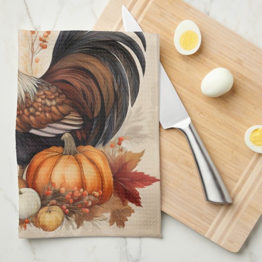 Fall Harverst Rooster Küchentücher (Viertel Falte)